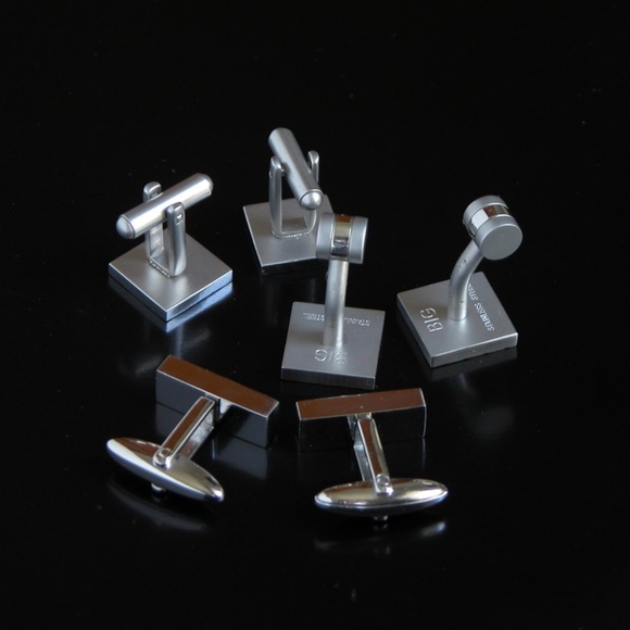 Three Pair Silver Tone & Stainless Cufflinks - Picture 3 of 3
